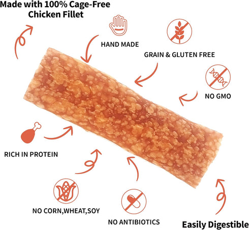 Chicken Dog Chew Chips, Puffed Human Grade Chicken Dog Treat, Rawhide Alternative, Easy to Digest 12pcs/Pack