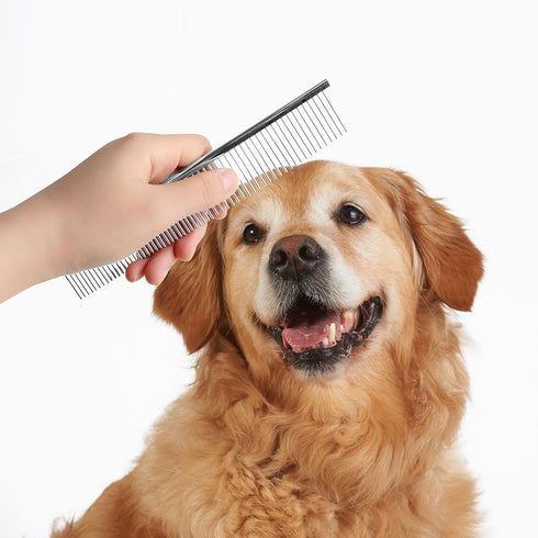 uxcell Metal Dog Comb with Rounded Teeth, 1 Pack, Pet Hair Care Tool, 7.3IN