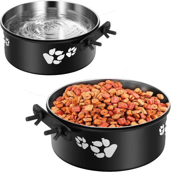 ShineMe 2 Pack Hanging Water Bowl, Stainless Steel Food and Water Bowls for Dog Cage, Crate, Kennel for Pets