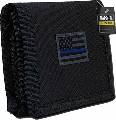 Rapdom Tactical Wallet, Thin Blue Line, Black, 4.75" x 3.5" x .75"