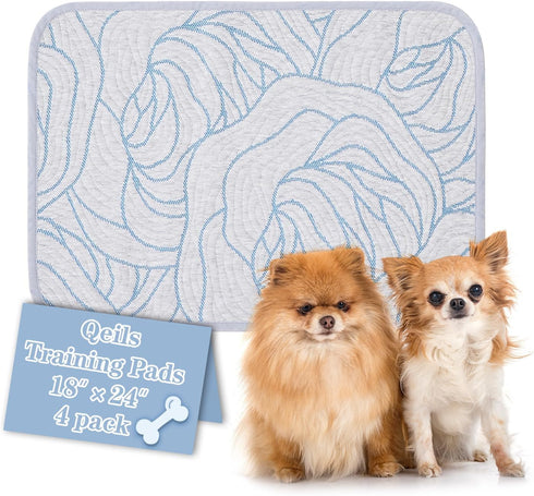 Qeils Pee Pads for Dogs, 4 Pack Reusable Puppy Pads 18"x24" Super