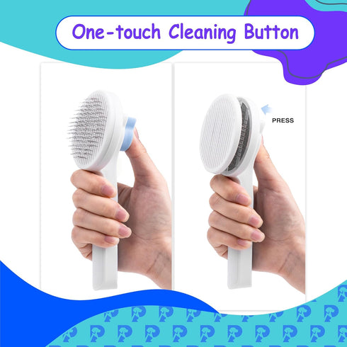 Self-Cleaning Cat and Dog Grooming Brush, Efficient Fur Removal, Ergonomic Design for All Coat Types (Gray)