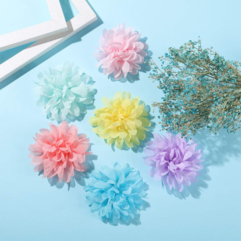 WILLBOND 20 Pcs Pet Flower Collar Bow - 3.1 Inch Multi Color Soft Chiffon Bow Tie Charms for Dogs