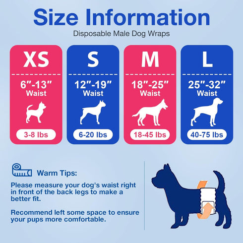 20Counts) MICOOYO Dog Diapers Male Disposable Super Absorbent Male Dog Wraps Lighter Dogs Diaper Leakproof Puppy Diaper