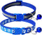 CHBORCHICEN 2-Pack Adjustable Footprint & Reflective Cat Collar with Bell, Basic Dog Cat Collar (X-Small, Blue)