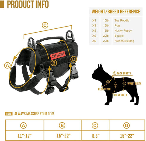 OneTigris Tactical Puppy Harness with Handle, Military Vest for Small Dogs, Easy Control Training Walking Outdoor.