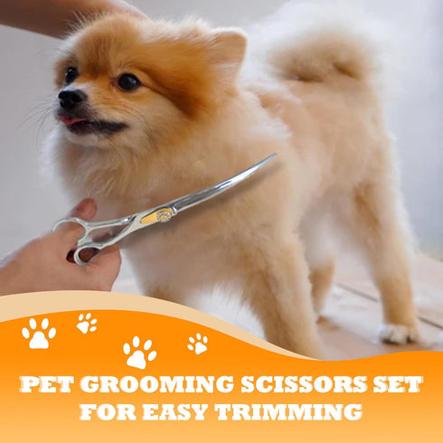 7 Inch 6-in-1 Set, Professional Dog Grooming Scissors Kit, Grooming Scissors for Dogs, Pet Grooming Shears Straight
