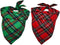 Malier 2 Pack Dog Bandana Christmas Classic Plaid Pets Scarf Triangle Bibs