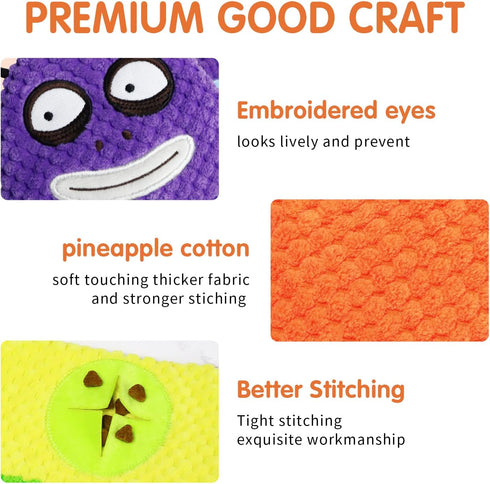 No Stuffing Dog Toys 3-Pack - Plush Toys with Squeaker and Crinkle Paper for Small, Medium, and Large Breeds