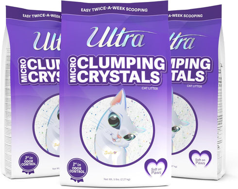 Ultra Clumping Micro Crystals Premium Cat Litter - Dust Free, Soft on Paws, Fragrance Free - 15 Lbs. (3pk of 5 Lbs.)