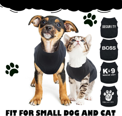 4 Pieces Chihuahua Clothes - Dog Clothes for Small Dogs, Boy Summer Teacup Yorkie Clothes, Spring Letter Security Boss