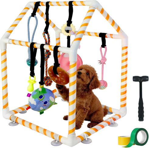 TAdgnba Puppy Play Gym for Small Dogs, Dog Jungle Gym with 8 Hanging