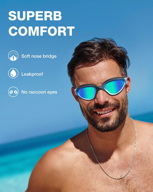 ZIONOR G1 MAX Polarized Anti-Fog Swim Goggles for Men Women