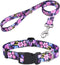 Dog Collar and Leash Set - Bohemia Floral Tribal Patterns, Soft Adjustable Collar for Small Medium Large Dogs
