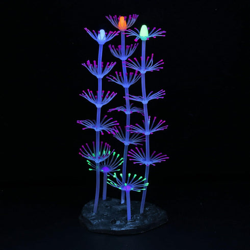 Glowing Fish Tank Decorations - 4 pcs Glow Aquarium Decorations, Glowing Mushroom Coral Plant Ornaments