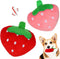 POPETPOP 2Pcs Dog Plush Squeaky Toys, Soft Strawberry Shape Interactive Puppy Chew Toy