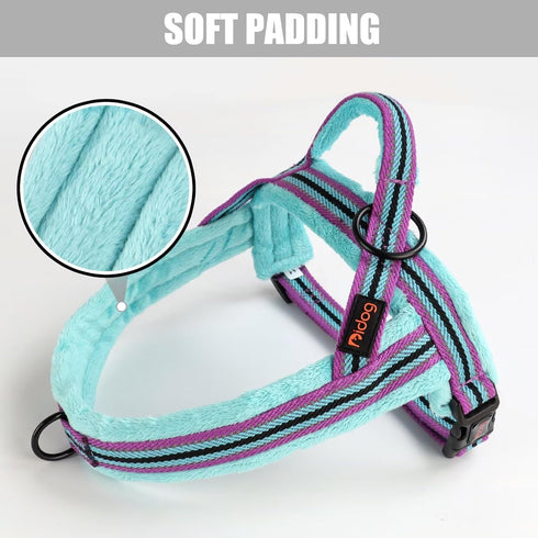 Didog Soft Flannel Padded Dog Vest Harness, No Pull Reflective Strap for Training Walking (XS:Chest 15-18")