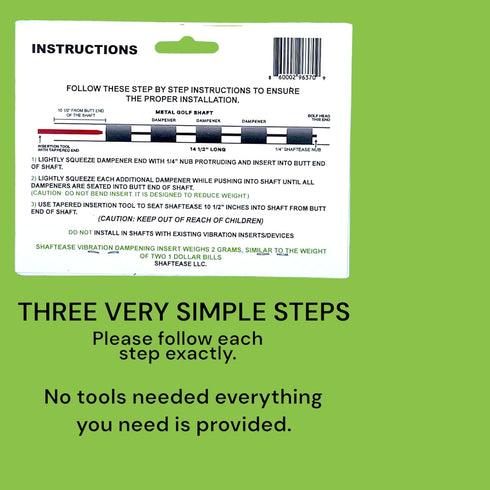 Golf Shaft Vibration Dampening Inserts - Metal Golf Shafts, Stops Unwanted Vibration, Includes 9 Inserts & Tool