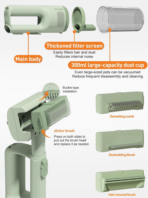 itutn Dog Vacuum For Shedding Grooming, Pet Grooming Vacuum For Dogs Cat, Vacuum Pet Hair Remover Tool with Slicker