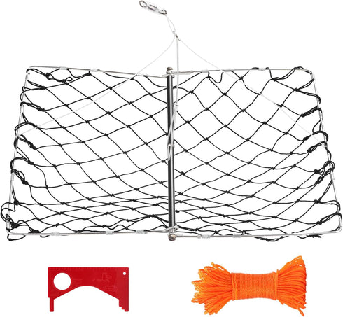 BestYiJo Castable Crab Trap, with Orange Thickened Braided line and Crab Ruler for catching catching Blue Crabs