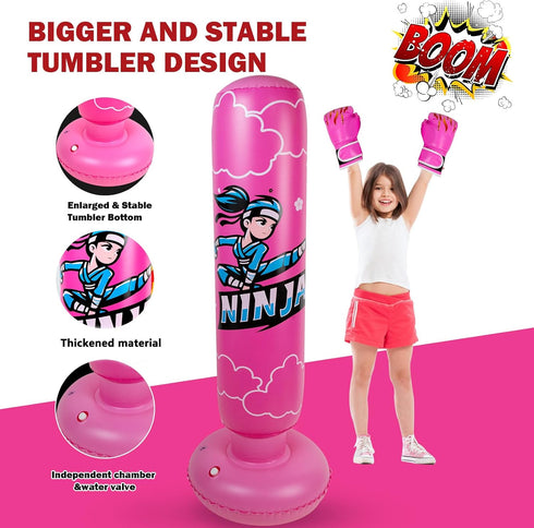 Bag,66 Inch Set 6-12 Taekwondo,MMA Onirii Kids Inflatable Punching Large Stable Kids Inflatable Boxing Bag Toy