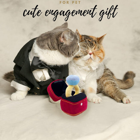 Squeak Plush Toy, Diamond Ring Case, Stuffed Pet Chew Soft Supplies Dog Toy for Dog Wedding