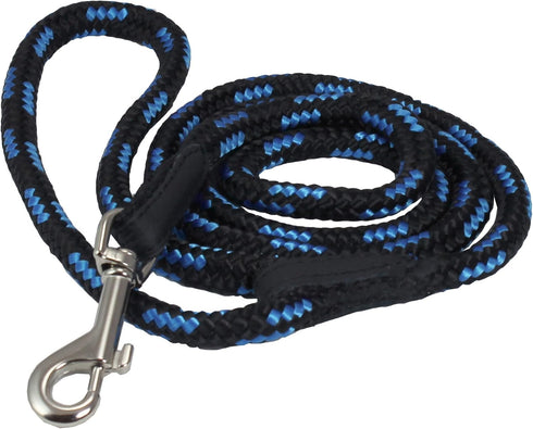 Dogs My Love 6ft Long Braided Rope Dog Leash Blue with Black - 6 Sizes Available