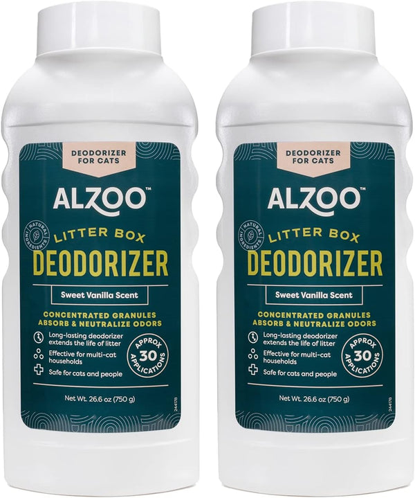 Cat Litter Deodorizer, Concentrated Granules, 100% Plant-Based, Sweet Vanilla Scent, Pack of 2