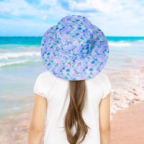 Kids Sun Hat for Girls, Mesh Bucket Hat with UV Protection for Ages 2-8, Foldable Fishing Hat