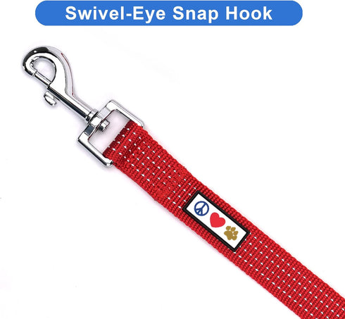 Pawtitas 6 FT Heavy Duty Dog Training Leash, Reflective Threads, Comfortable Handle, Small Dog Red Leash