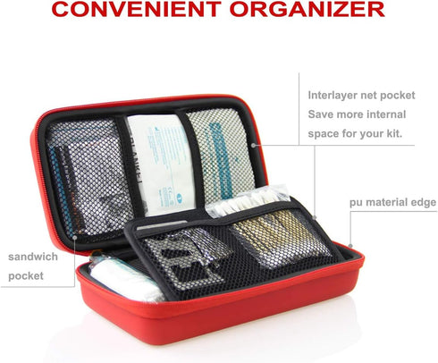 SHBC Compact First Aid Kit (139 Piece) Waterproof Adventure Medical Kits, Includes Emergency Blanket, Fire Starter,