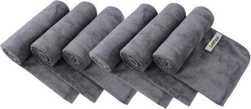 KinHwa Gym Towels for Sweat - Absorbent Microfiber Sports Towel, Perfect Size for Workouts, 3 Pack (Gray, 16"x31")