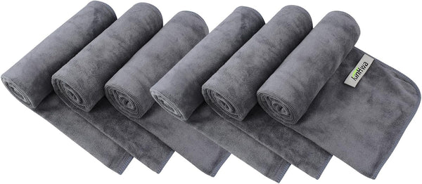 KinHwa Gym Towels for Sweat - Absorbent Microfiber Sports Towel, Perfect Size for Workouts, 3 Pack (Gray, 16"x31")