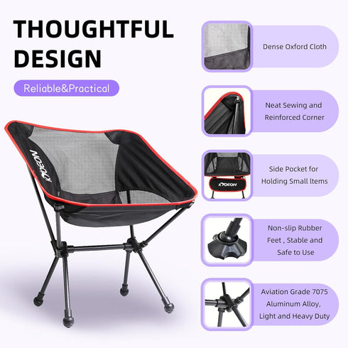 KYOEON 330Lbs Portable Camping Chair, Ultralight Durable Foldable Chair for Outdoor Camp,Travel, Beach, Picnic, Garden