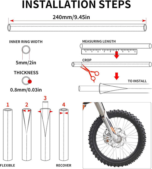 PSLER 72 PCS White Spoke Skins, Spoke Covers Trim Wrap Decoration Protector for Motorcycle Dirt Bike