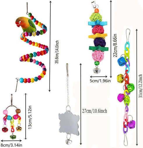 ESRISE Bird Parakeet Cockatiel Toys - Parrots Cage Hammock Swing Climbing Ladders Wooden Perch Chewing Toy for Budgies