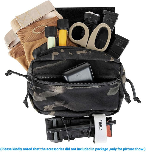 KRYDEX Tactical Fanny Pack with Hook and Loop Panel, Sub Abdominal Carrying Kit Bag for Tactical Vest Chest Rig