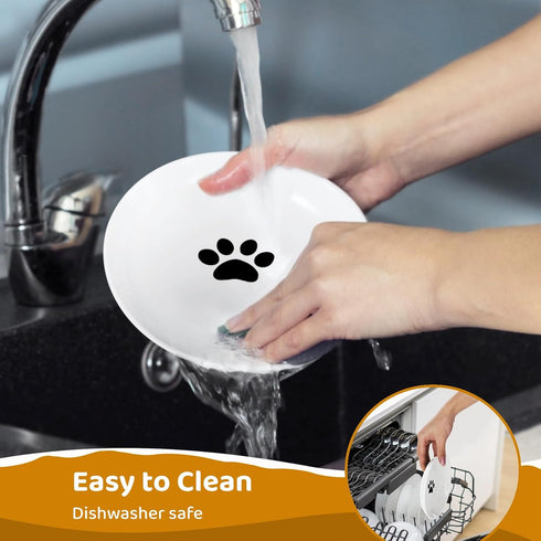 Ceramic Cat Food Plates, Cat Wet Food Bowls/Whisker Fatigue Cat Dishes & Shallow Bowls for Kittens and Small Animals
