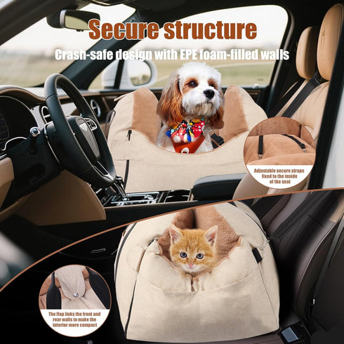 Gauzi 2 1 in Secure Dog Cat Booster Seat Belt for Car Medium Small Dogs Pelsbarn Bed Safety Beds Cats Carriers Pet