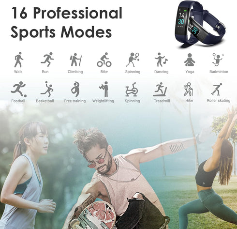 Fitness Tracker for Men and Women, Waterproof Smart Watch with Activity Tracker and Sleep Monitor, Blue