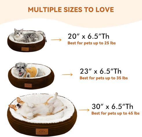 Dog Bed for Small Dogs, Washable Round Donut Pet Bed for Puppy and Kitty, Extra Soft Calming Bed with Anti-Slip Bottom,