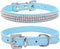 Cute Dazzling Sparkling PU Leather Bling Dog Collar with Rhinestone Crystal for Pets (XS, Blue)
