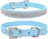 Cute Dazzling Sparkling PU Leather Bling Dog Collar with Rhinestone Crystal for Pets (XS, Blue)