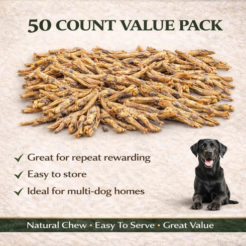 Dogscape chew 50 Dehydrated Chicken Feet Dog Treats, Natural Dental Chews for Dogs, Pieces