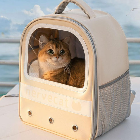 Cat Backpack Carrier, Large Capacity Transparent Ventilated Travel Bag for Cats, Kittens, and Puppies