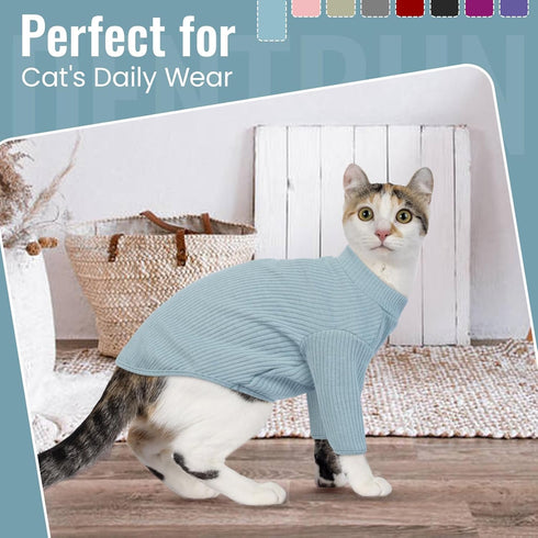 DENTRUN Sphynx Hairless Cats Shirt, Pullover Kitten T-Shirts, Breathable Turtleneck Sweater for Adorable Cats