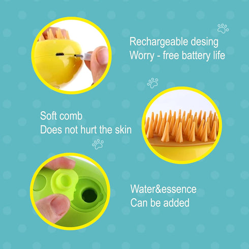 Cat Steamy Brush, Grooming Tool for Cats and Dogs with Steam Function, Massage, and Shedding Hair Removal