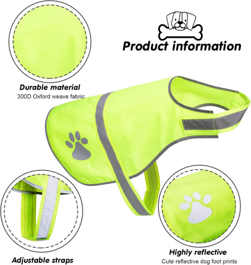 2 Pieces Dog Reflective Vest Adjustable Safety Service Vest for High Visibility Outdoor Activities Walking at Night (L,