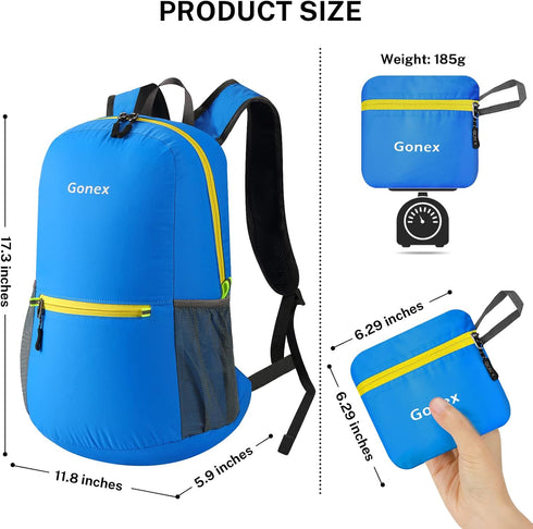 Gonex Ultra Lightweight Packable Backpack, 20L Daypack for Camping & Outdoor Travel