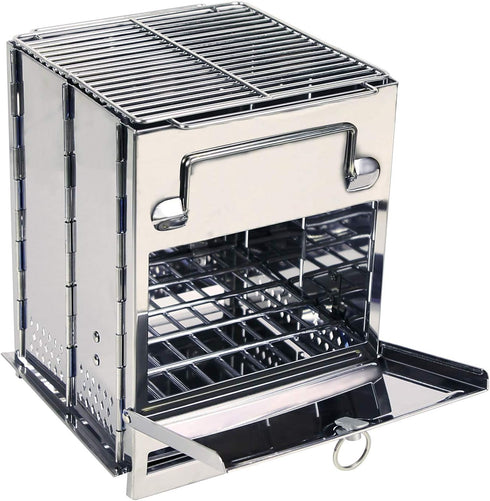 REDCAMP Portable Wood Burning Camp Stove, Large Folding Rocket Stove for Hiking Camping Picnic BBQ